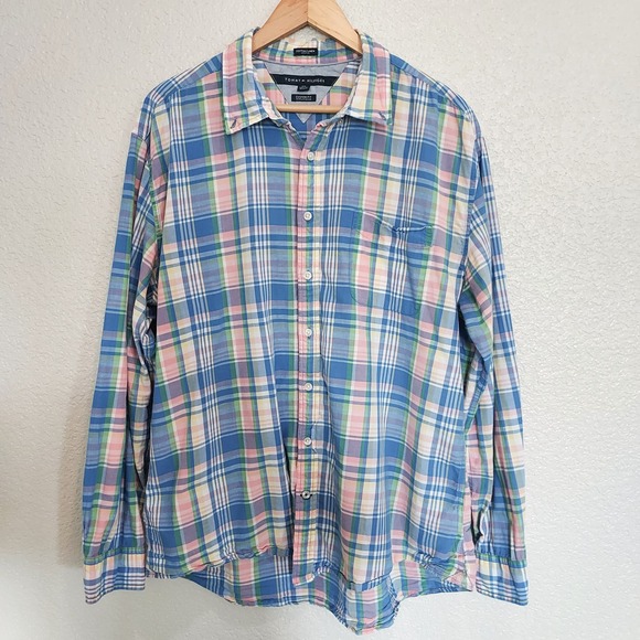 Tommy Hilfiger Blue Plaid Button Diwn Size XXL - Picture 1 of 10